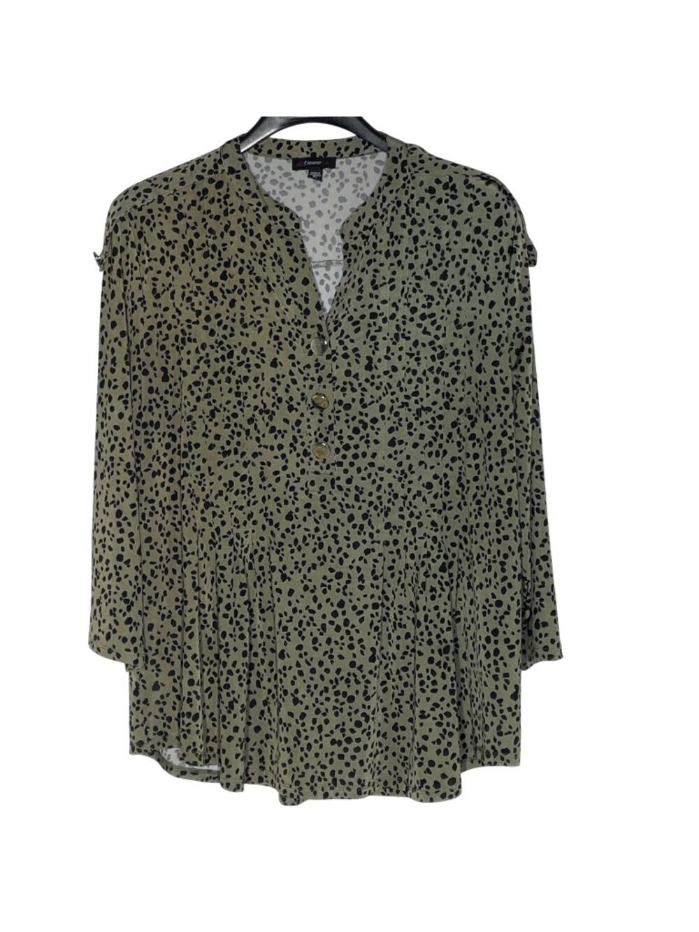 Cocomo Animal Print Dotted Pintuck Stretch Top Sz XL